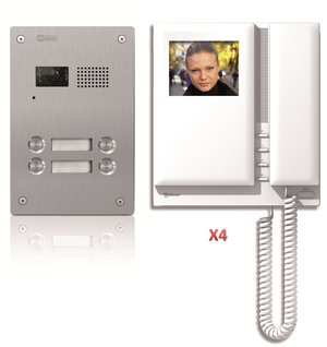 Pakke med 4 knapper, 2 wire, bilde + lyd, komplett